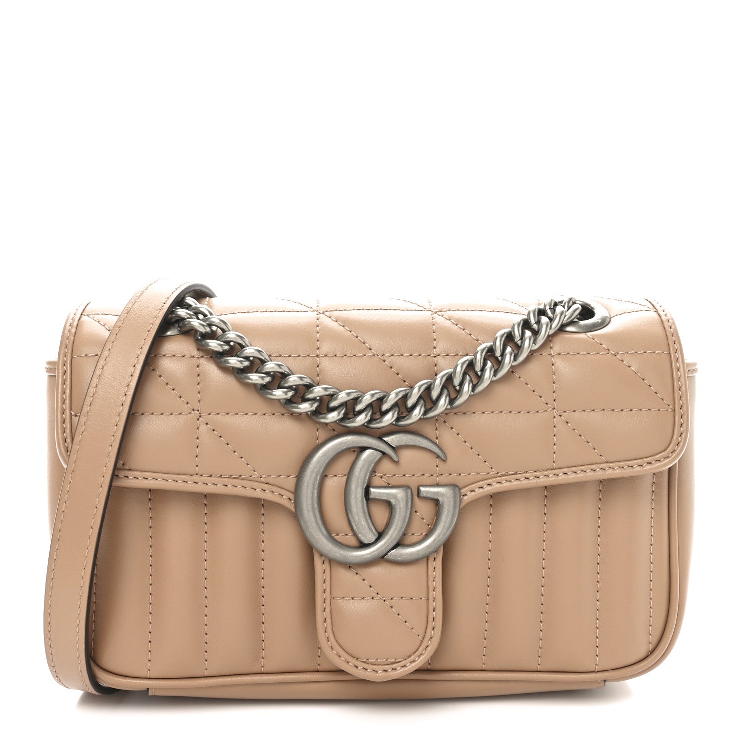 Calfskin Matelasse Aria Mini GG Marmont Shoulder Bag Camelia