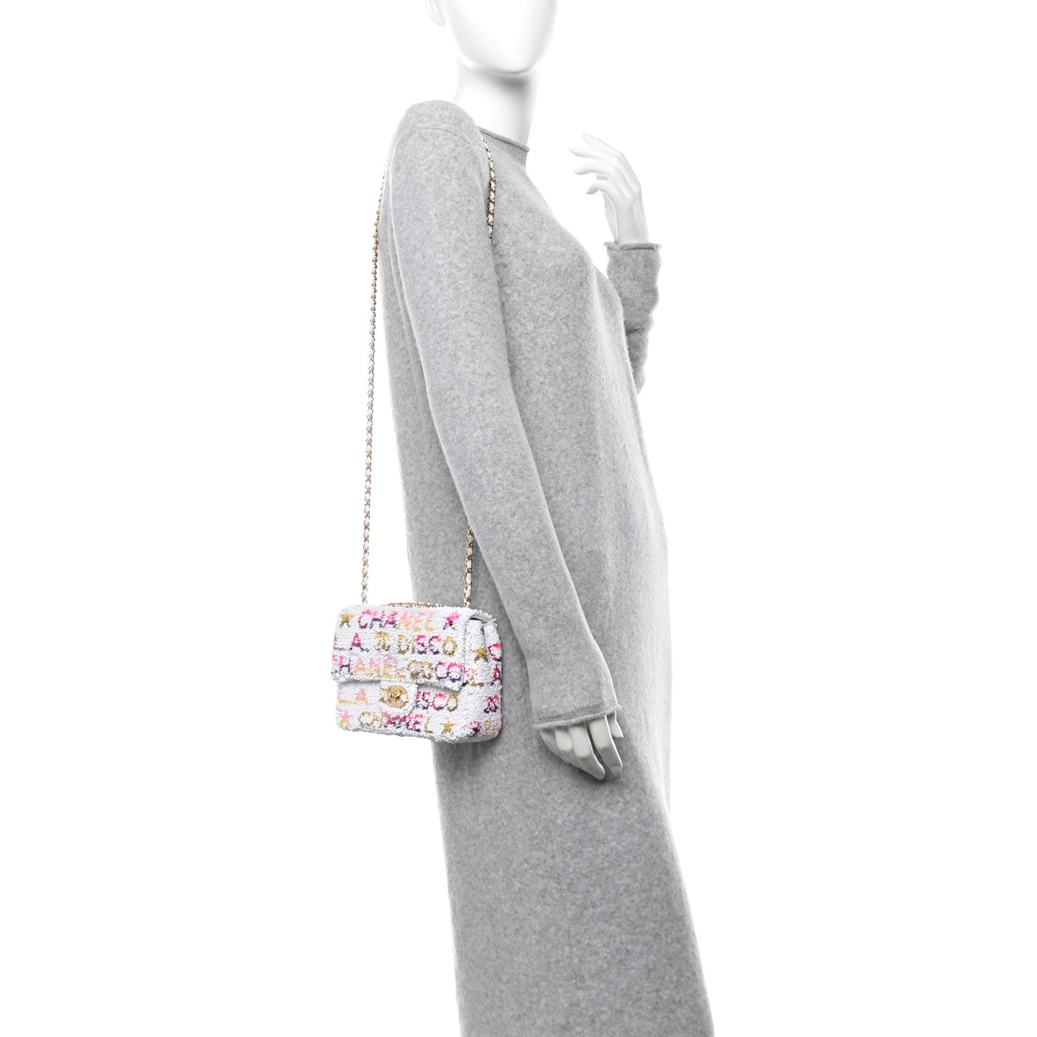 Sequin Logo Mini Rectangular Flap White Multicolor White Multicolor