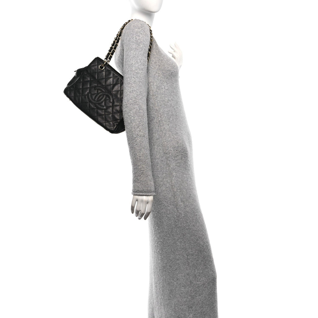 Caviar Quilted Petit Timeless Tote PTT Black
