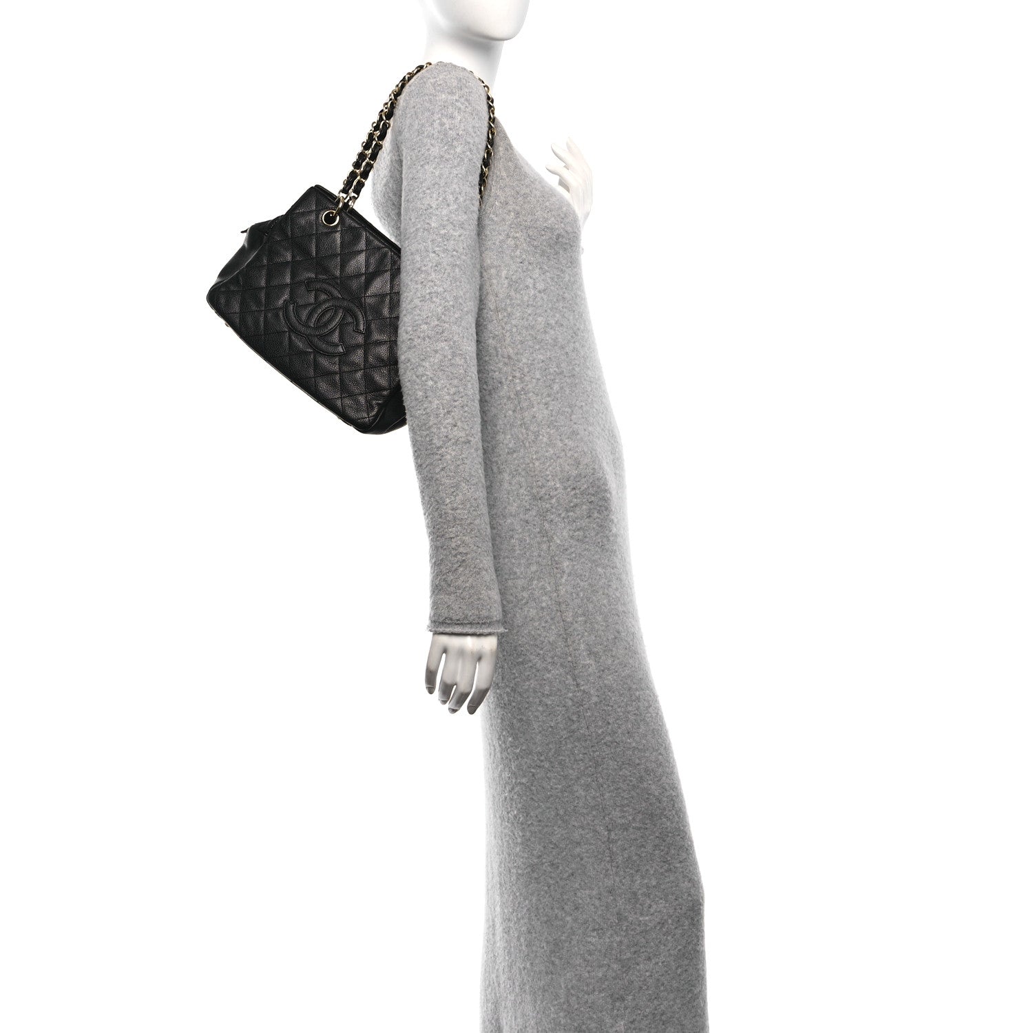 Caviar Quilted Petit Timeless Tote PTT Black