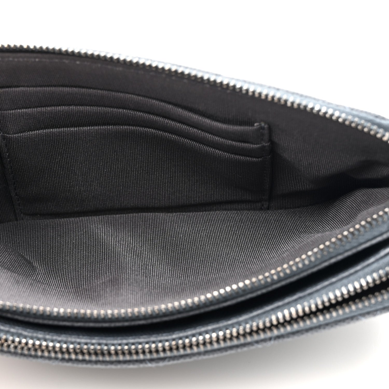 Caviar Quilted Small Clutch With Chain Grey