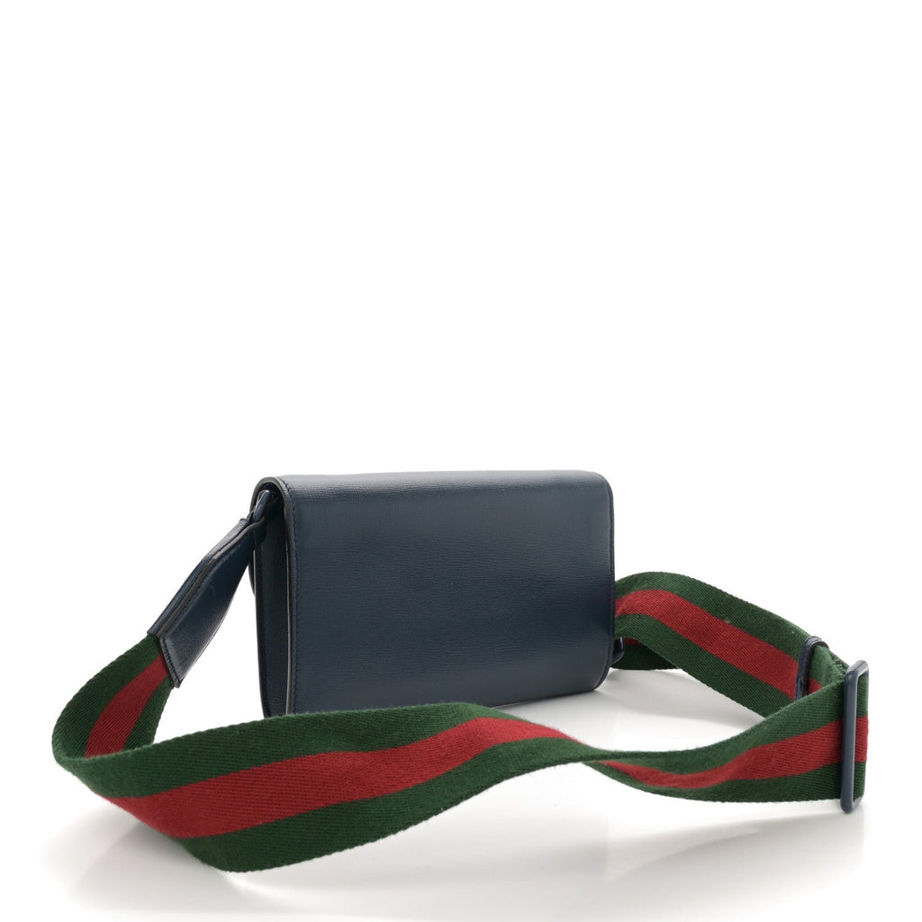 Azalea Calfskin Web Monochrome Mini Horsebit 1955 Chain Shoulder Bag Blue