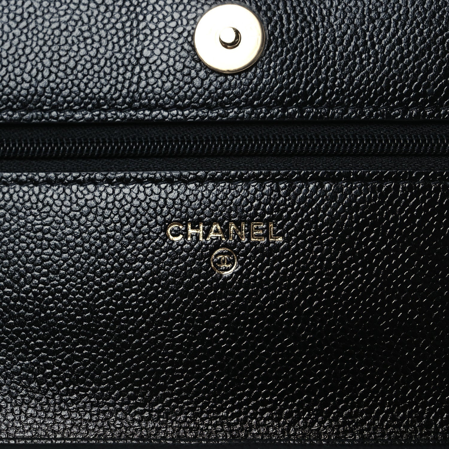 Caviar Quilted Chain CC Wallet On Chain WOC Black