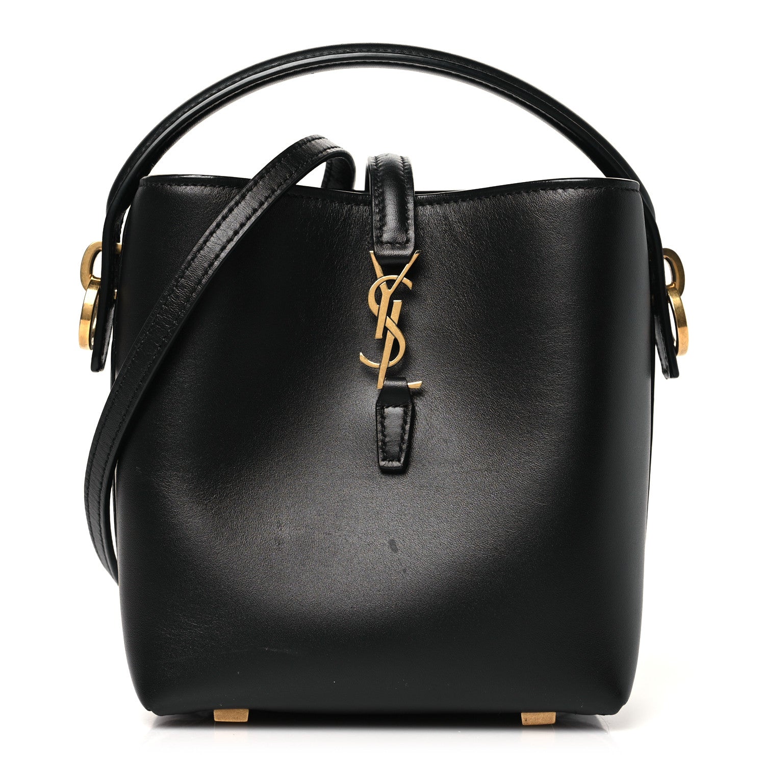 Shiny Calfskin Le 37 Mini Bucket Bag Black