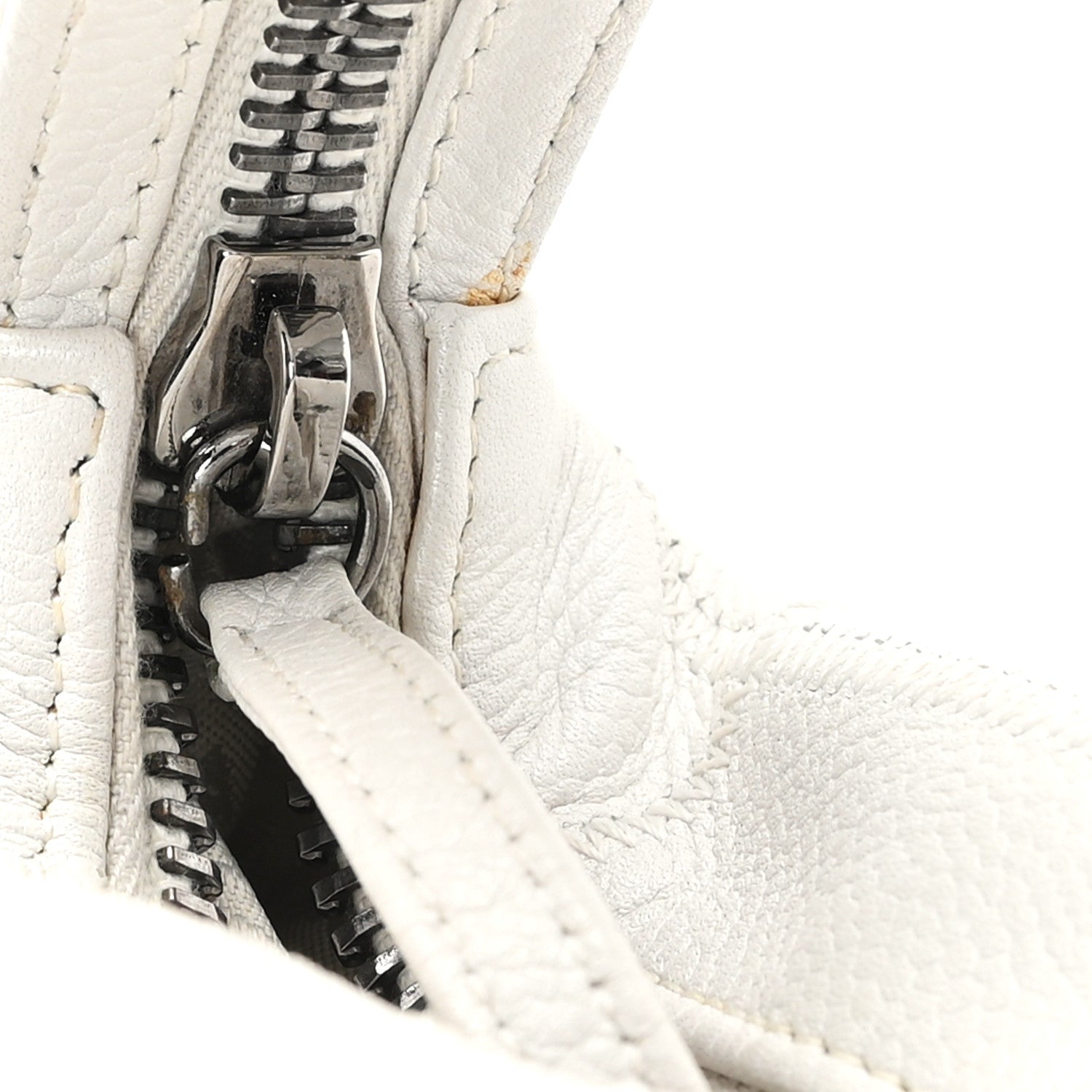Caviar Square Stitched Bag White