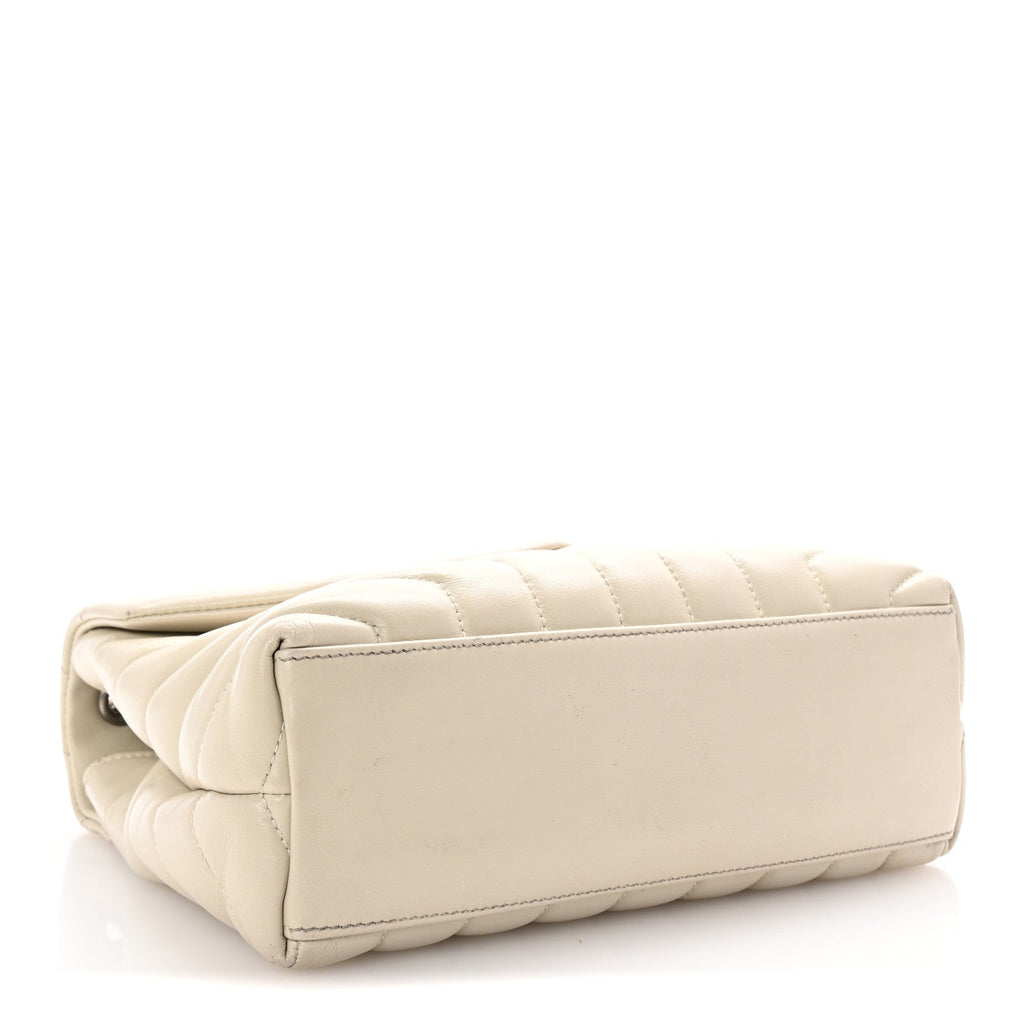 Calfskin Y Quilted Monogram Small Loulou Chain Satchel Crema Soft