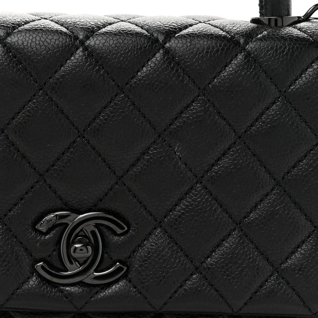 Caviar Quilted Small Coco Handle Flap So Black