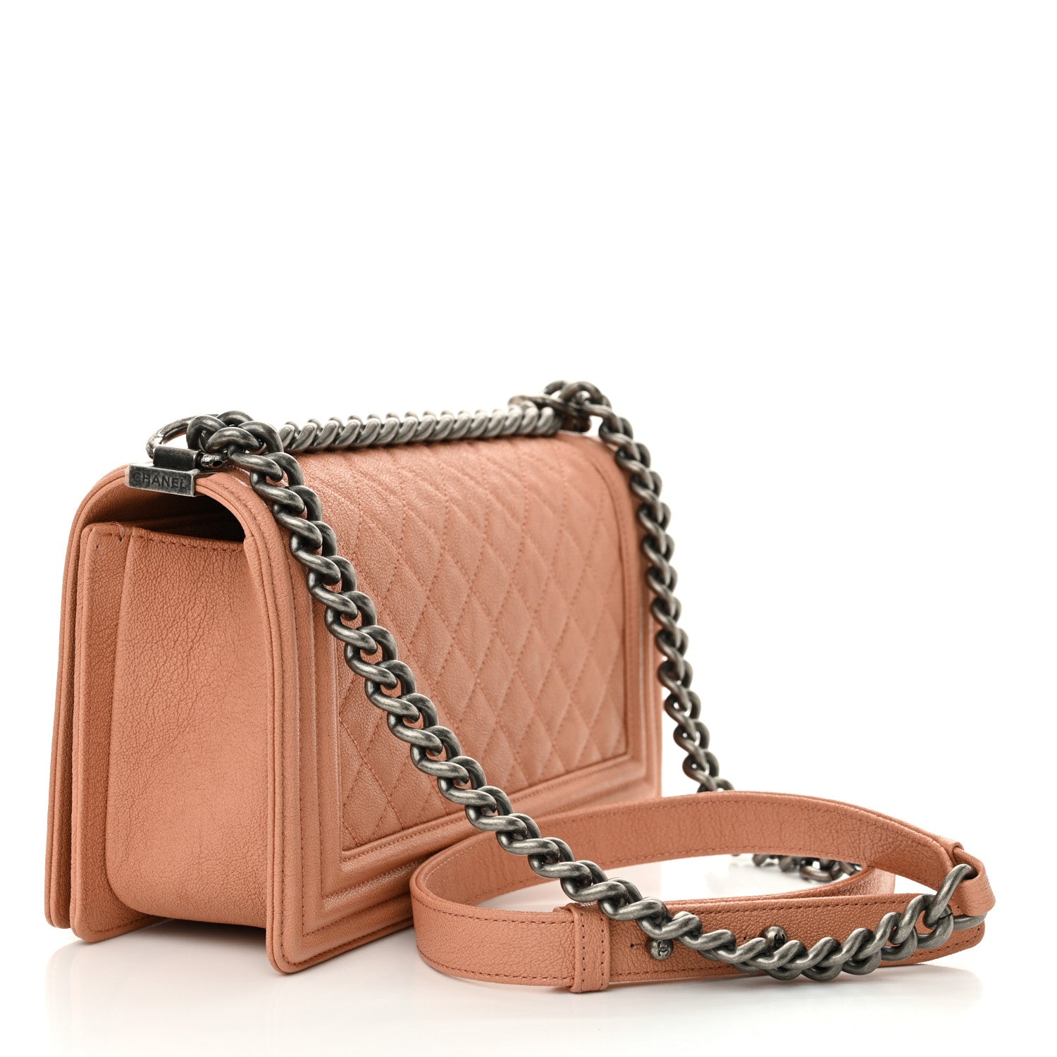 Caviar Quilted Medium Boy Flap Light Brown