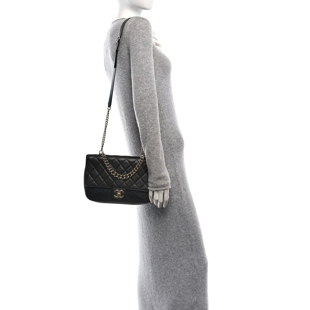 Caviar Quilted Large Studded Flap Black