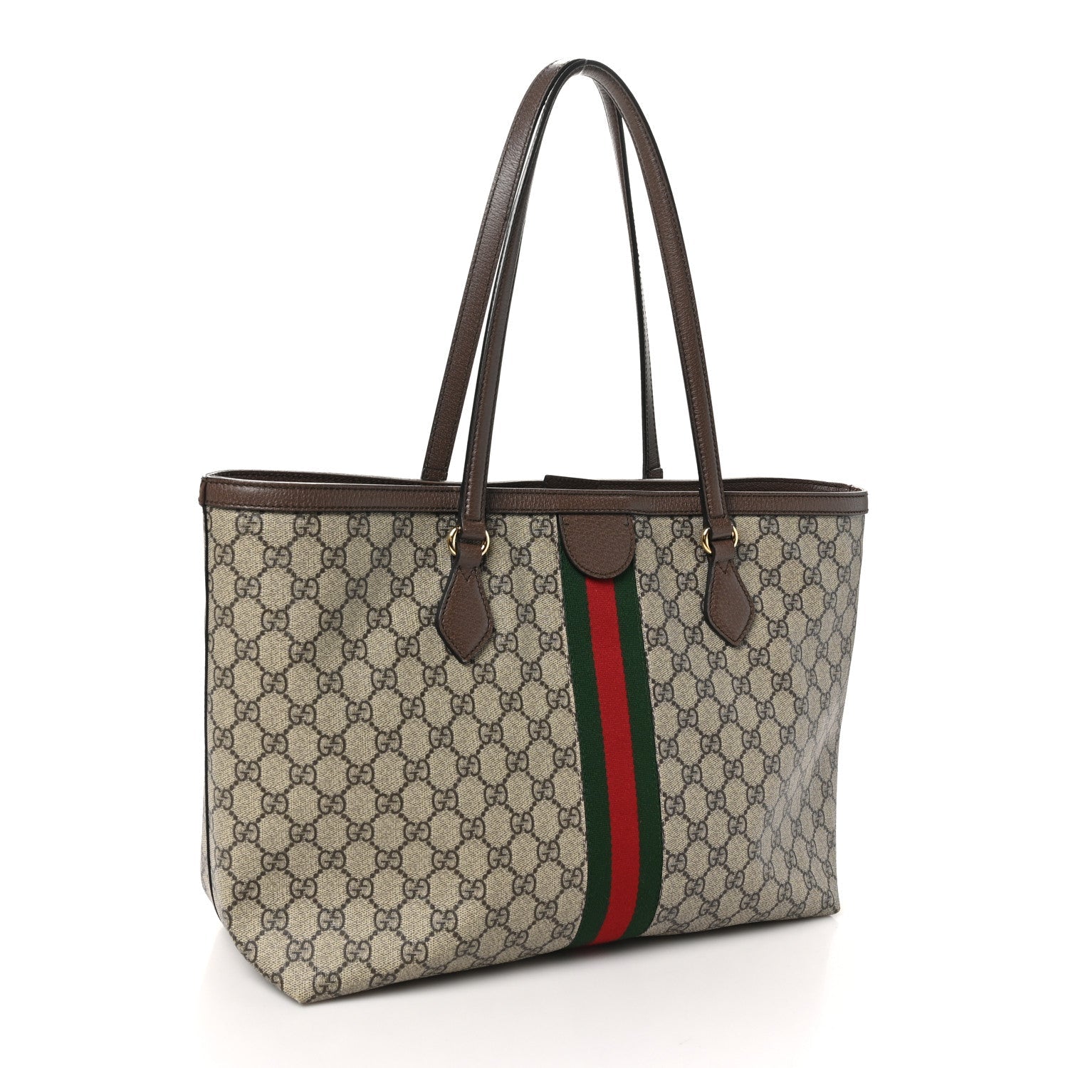 GG Supreme Monogram Medium Ophidia Shopping Tote Brown