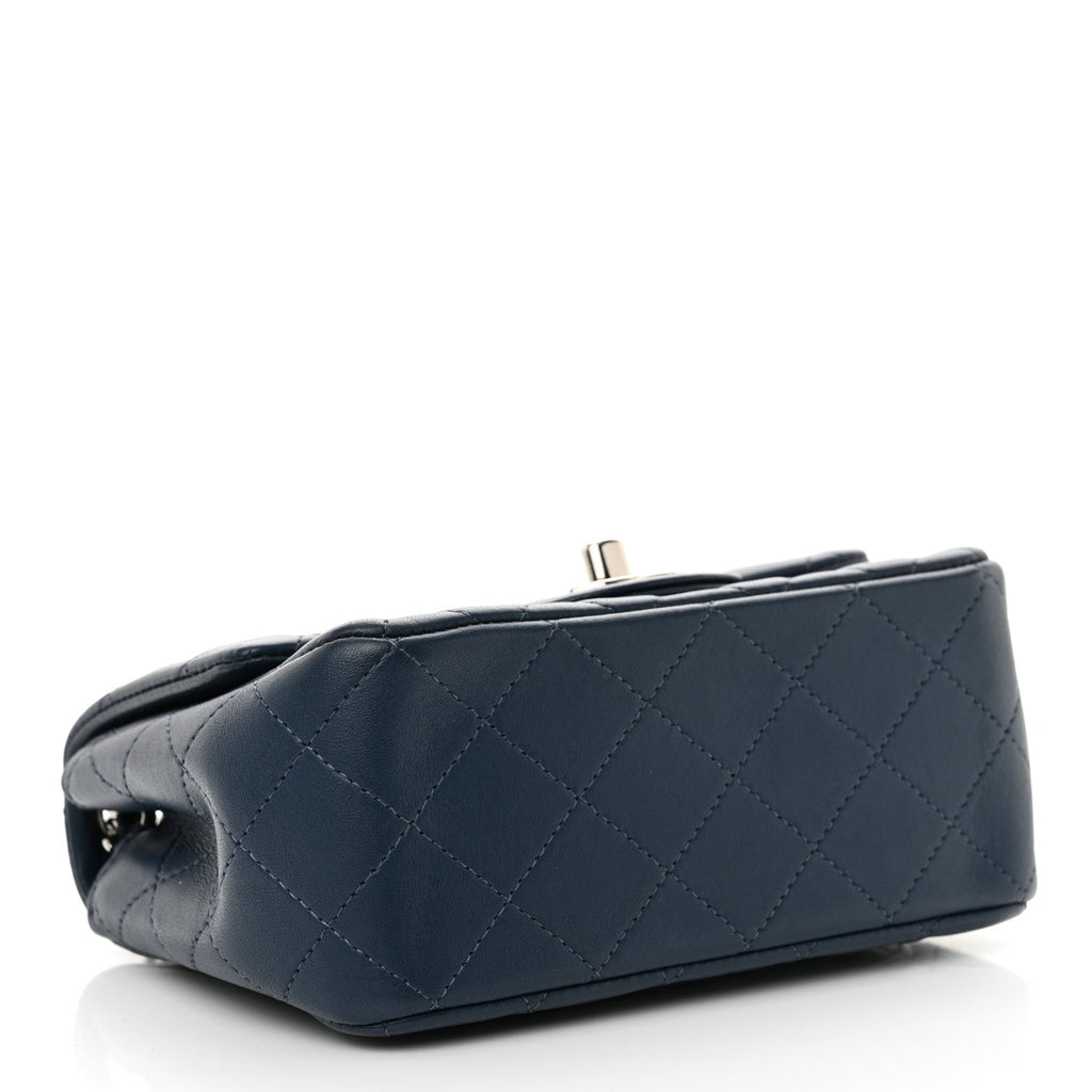 Lambskin Quilted Mini Square Flap Navy