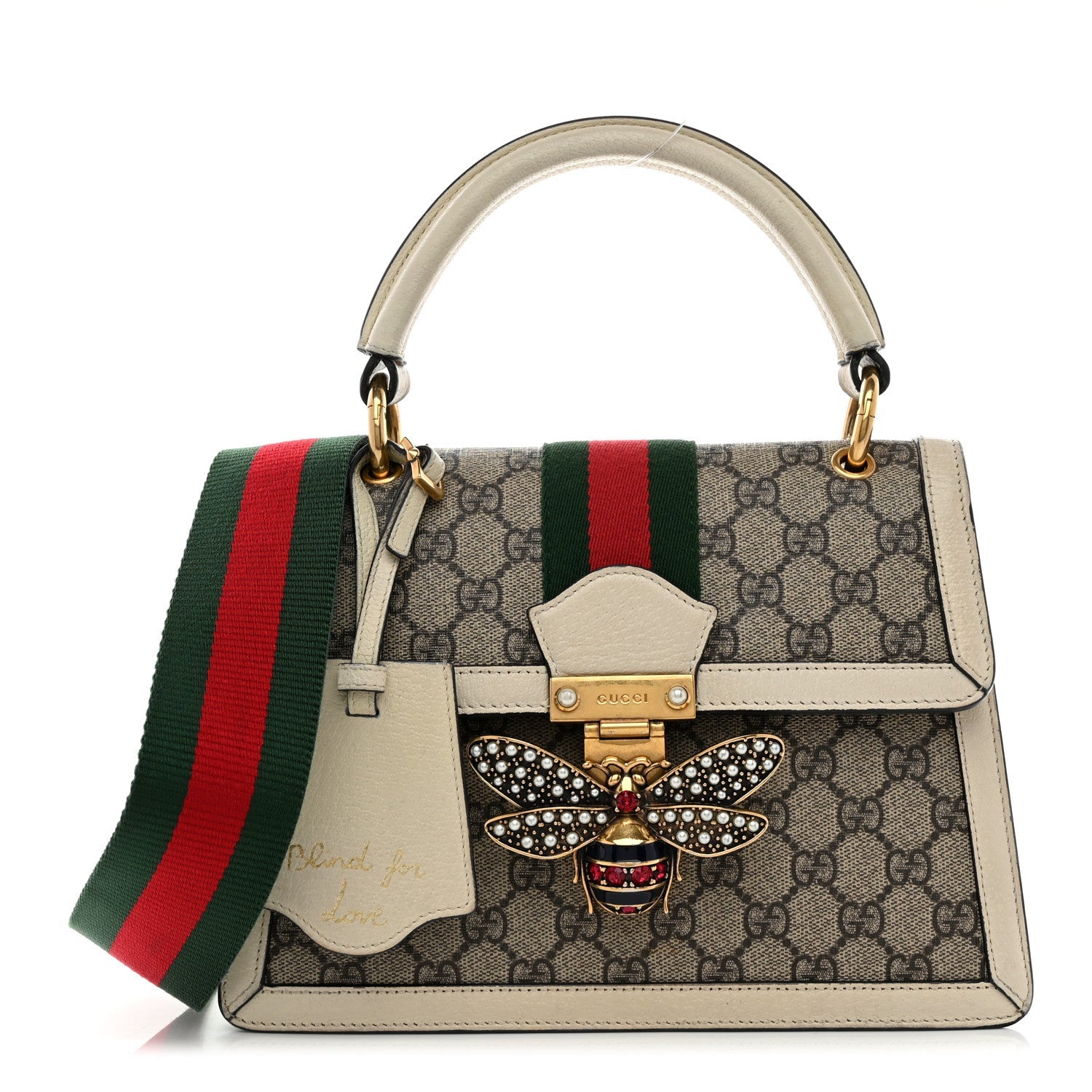 GG Supreme Monogram Small Queen Margaret Top Handle Bag White