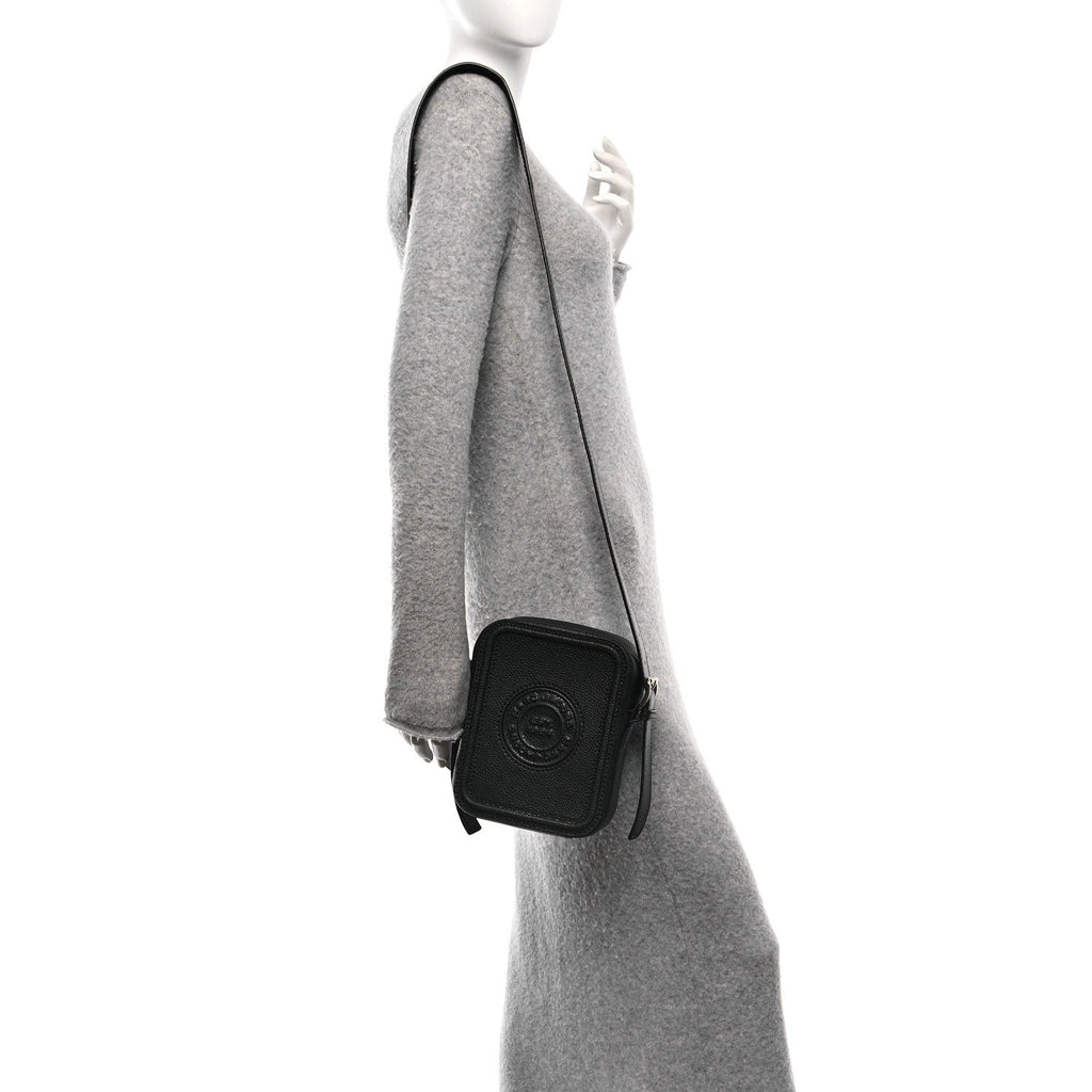 Calfskin Signet Stitched Crossbody Bag Black