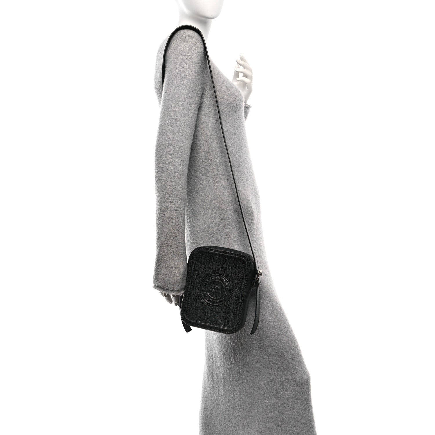 Calfskin Signet Stitched Crossbody Bag Black