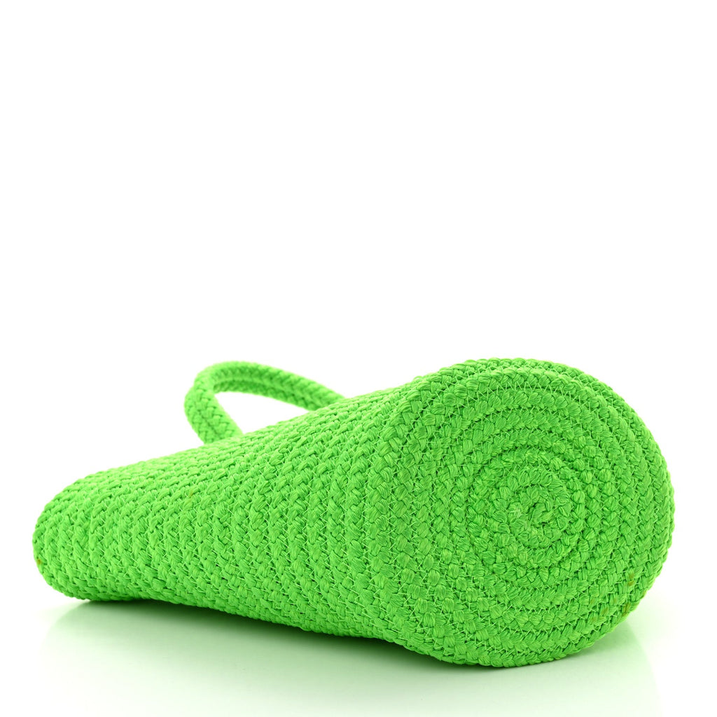 Nylon Lambskin Woven Small Ibiza Basket With Strap Green