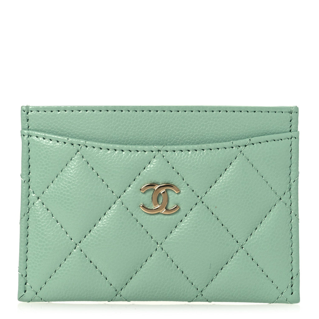 Caviar Quilted  Holder Light Green