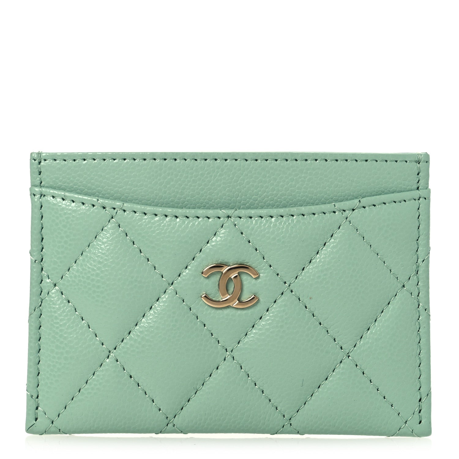Caviar Quilted  Holder Light Green