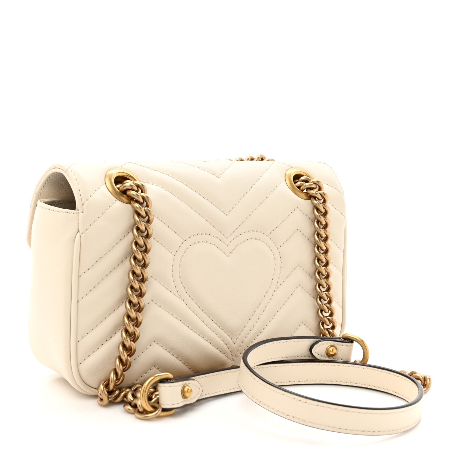 Calfskin Matelasse Mini GG Marmont Shoulder Bag White
