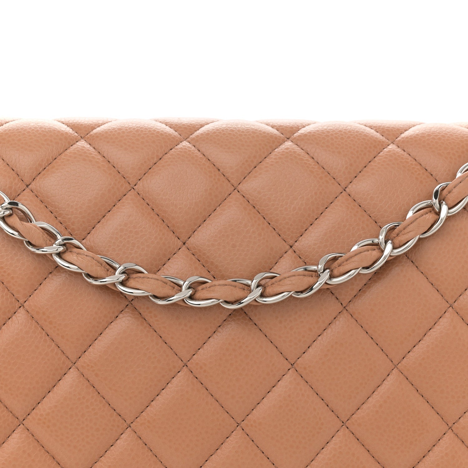 Caviar Quilted Maxi Double Flap Dark Beige