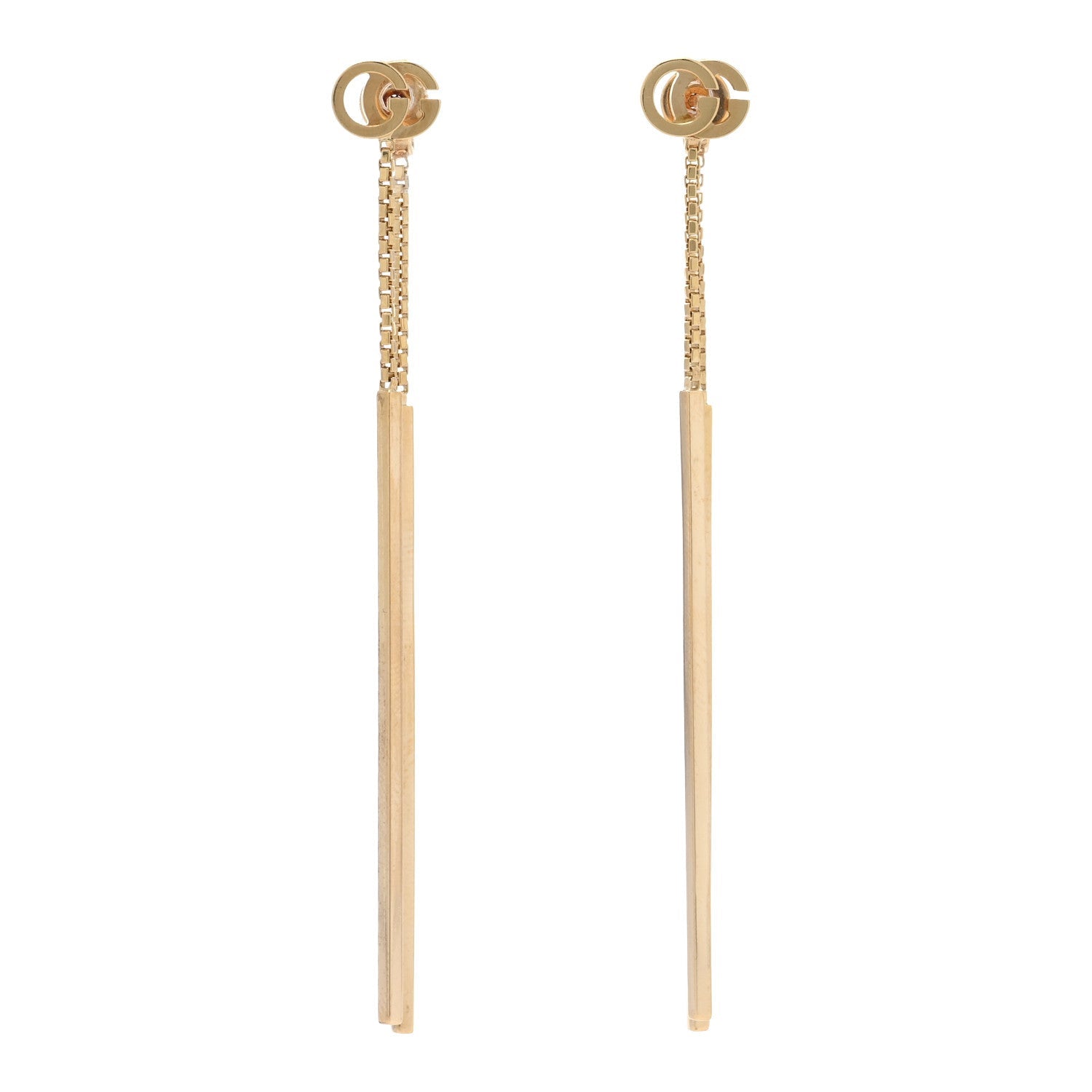 18K Yellow Gold Running G Drop Chain Earrings