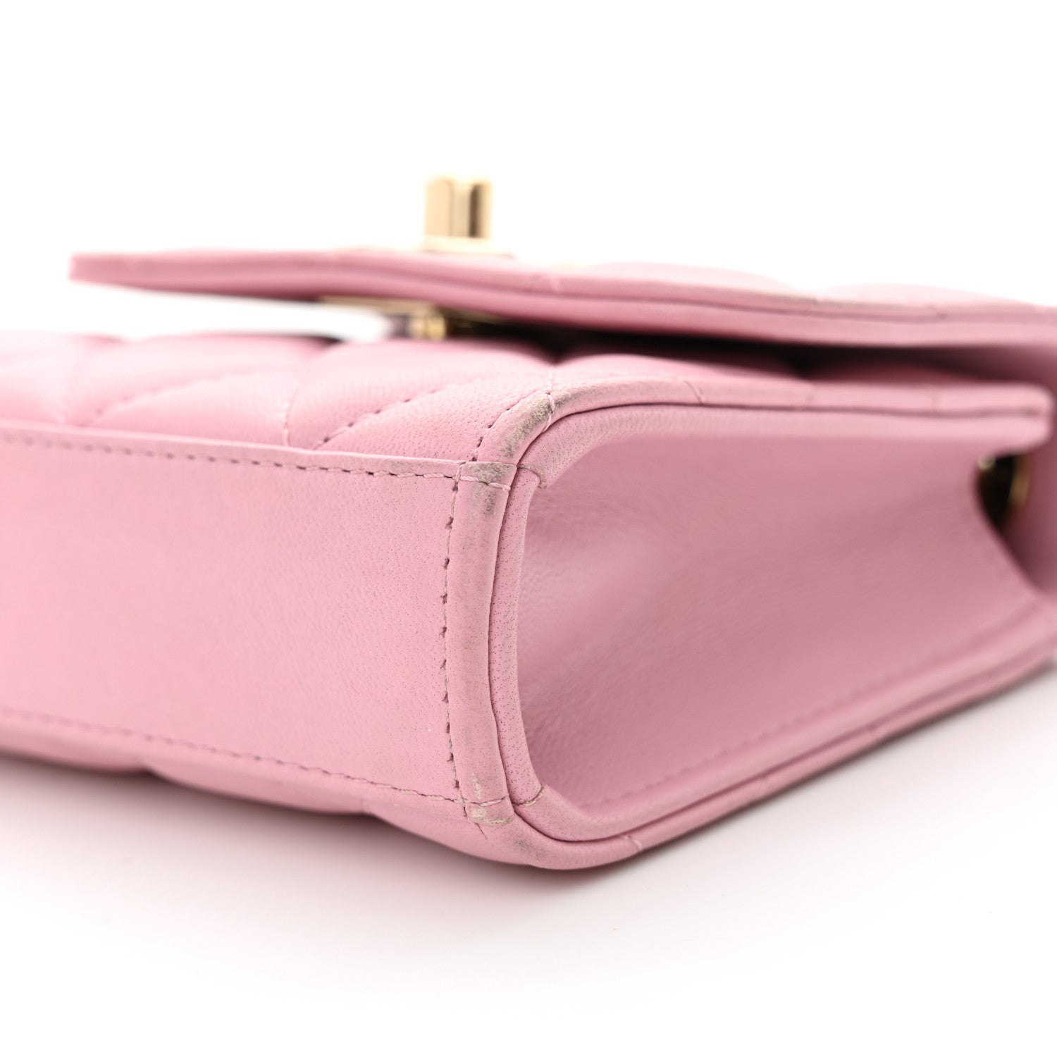 Lambskin Quilted Mini Trendy CC Clutch With Chain Light Pink