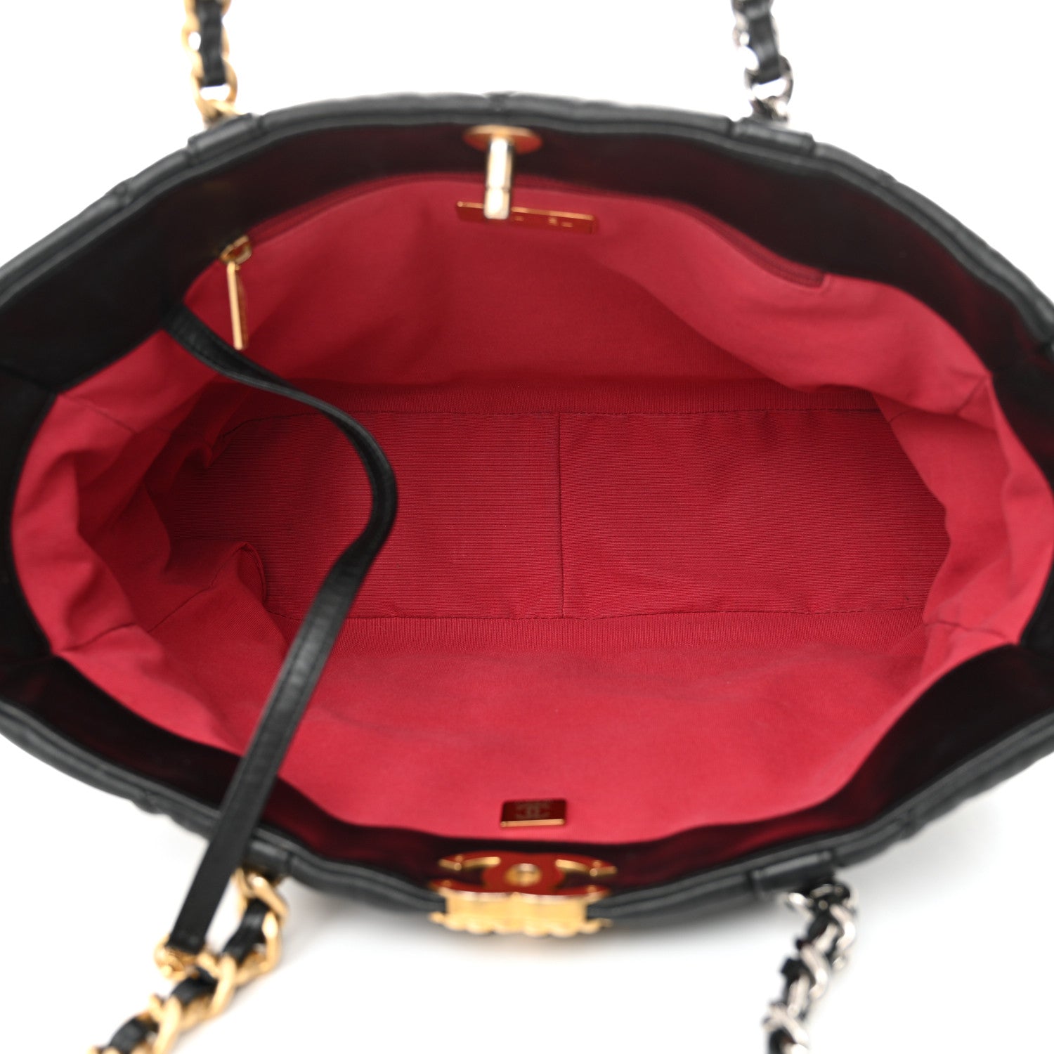Lambskin Quilted Chanel 19 East West Shopping Bag Black