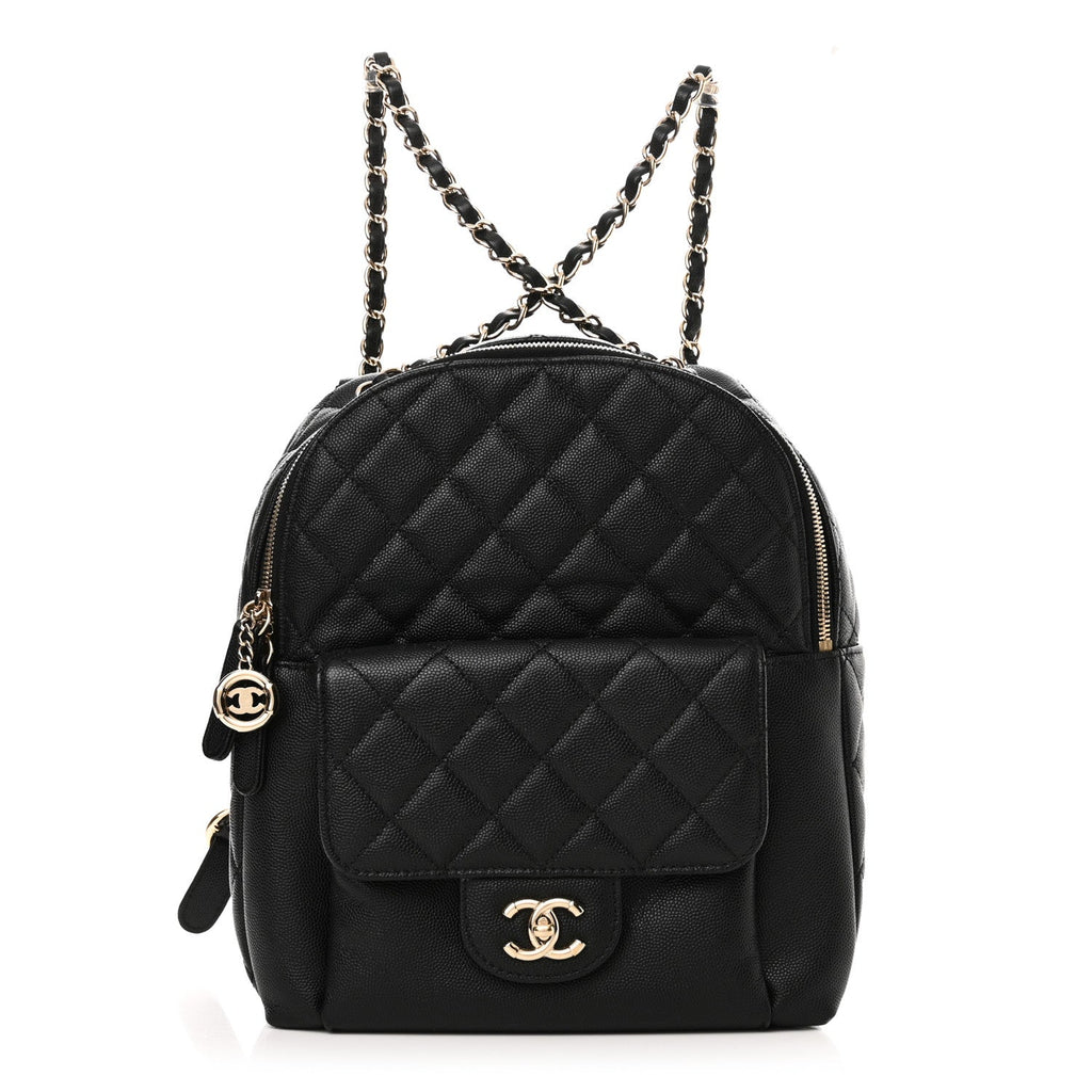 Caviar Quilted Medium Zip Around Backpack Black