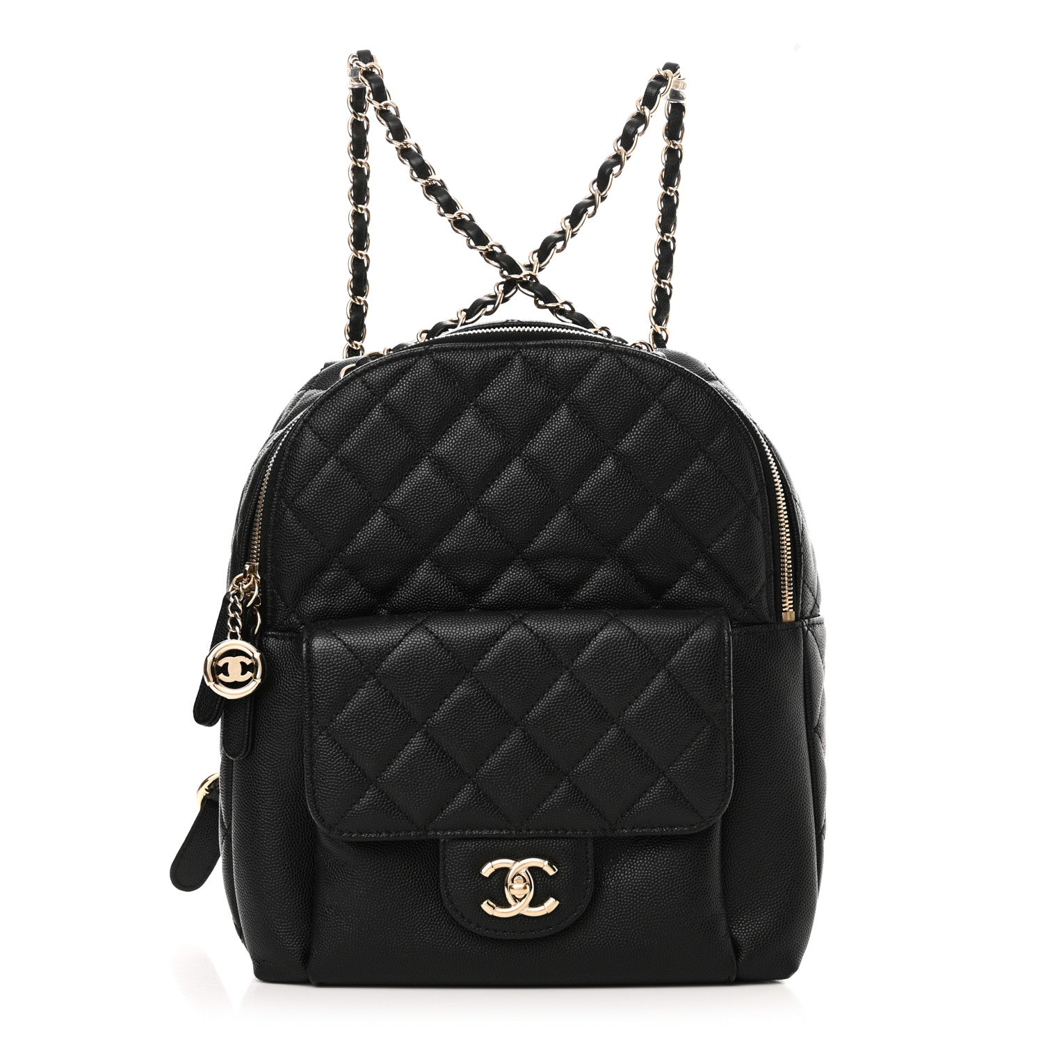 Caviar Quilted Medium Zip Around Backpack Black