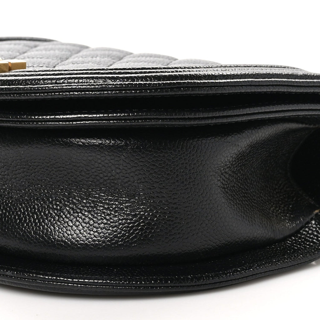 Caviar Quilted Small Boy Messenger Bag Black