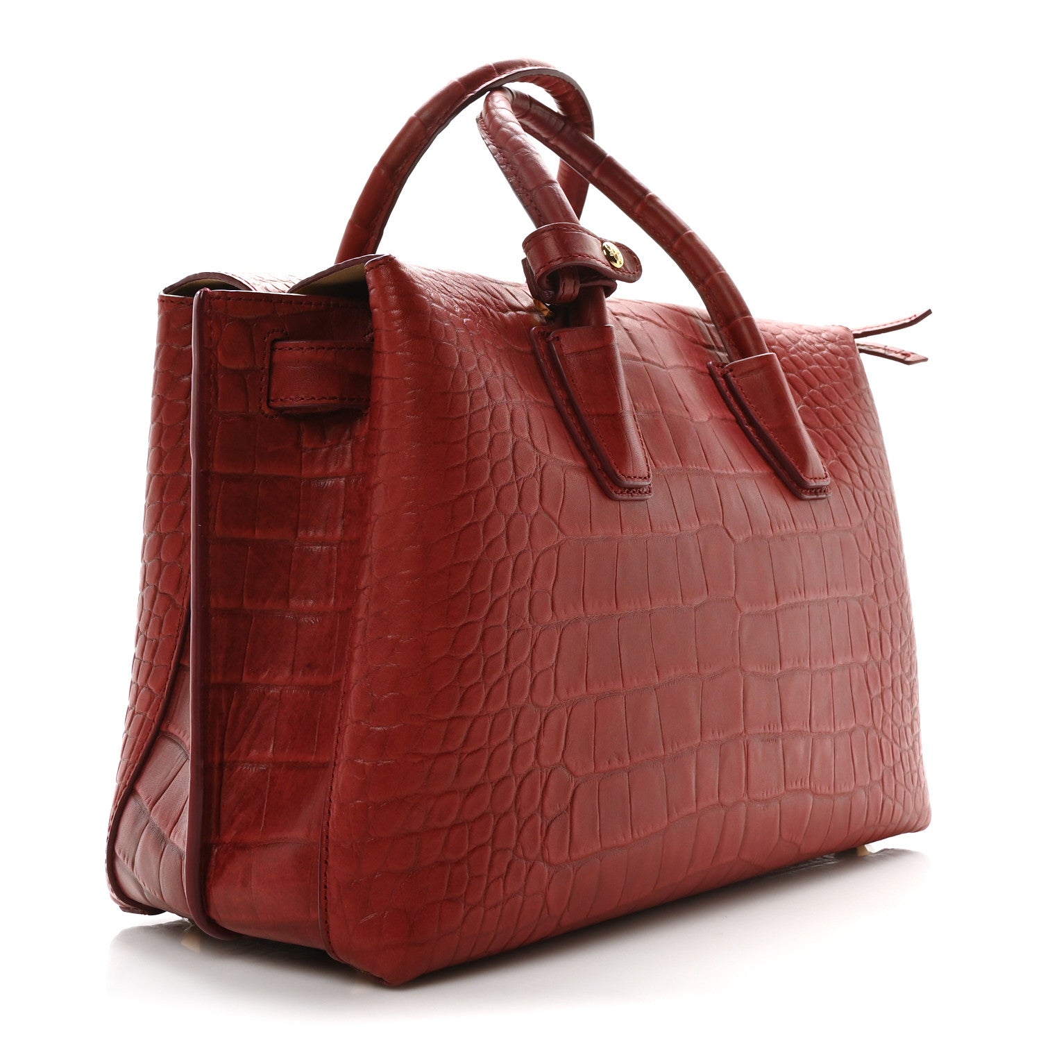 Calfskin Crocodile Embossed Medium Milla Tote Ruby
