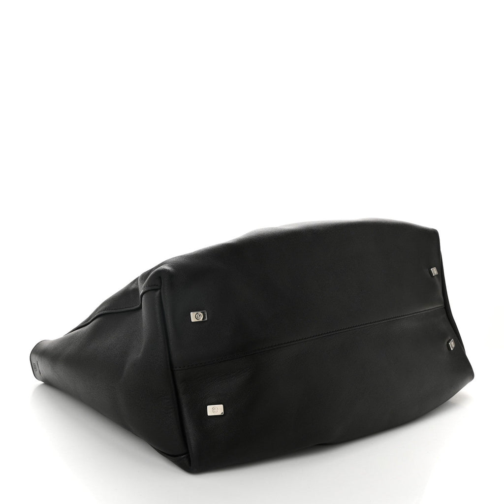 Calfskin Pleated Peggy Tote Black