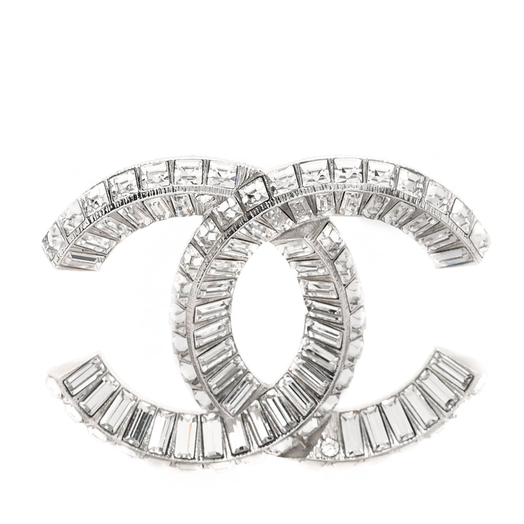 Baguette Crystal CC Brooch Silver