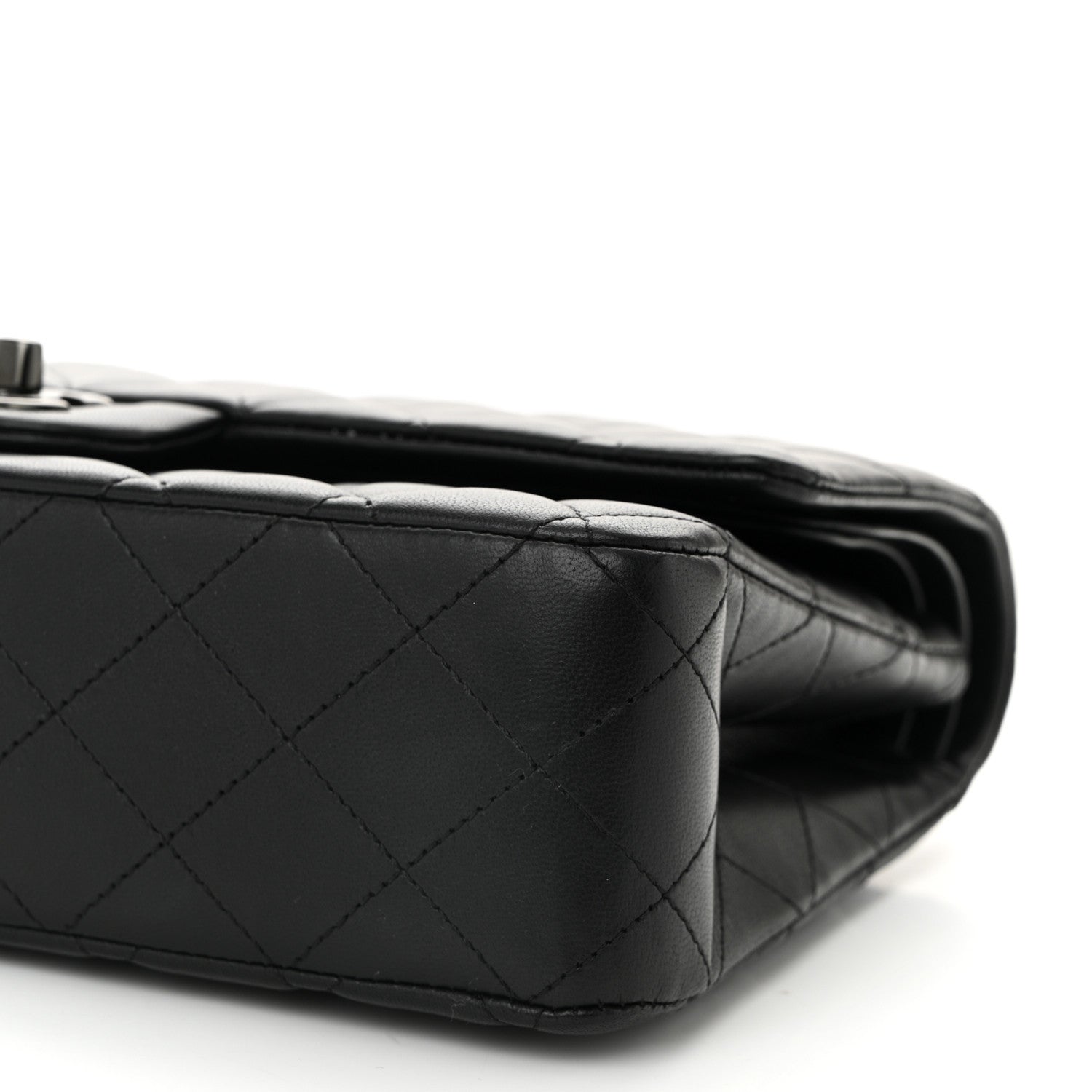 Lambskin Quilted Medium Double Flap So Black