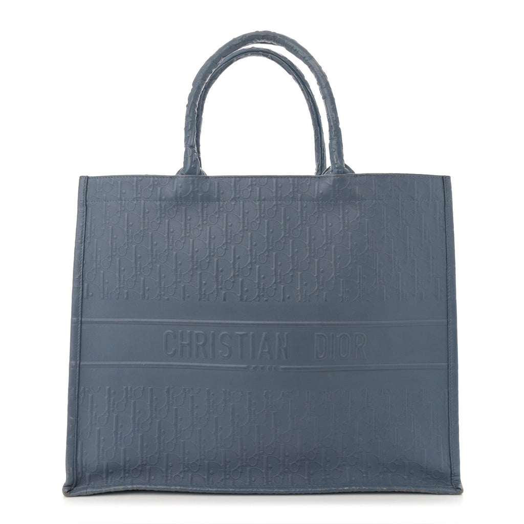 Oblique Calfskin Embossed Book Tote Denim Blue