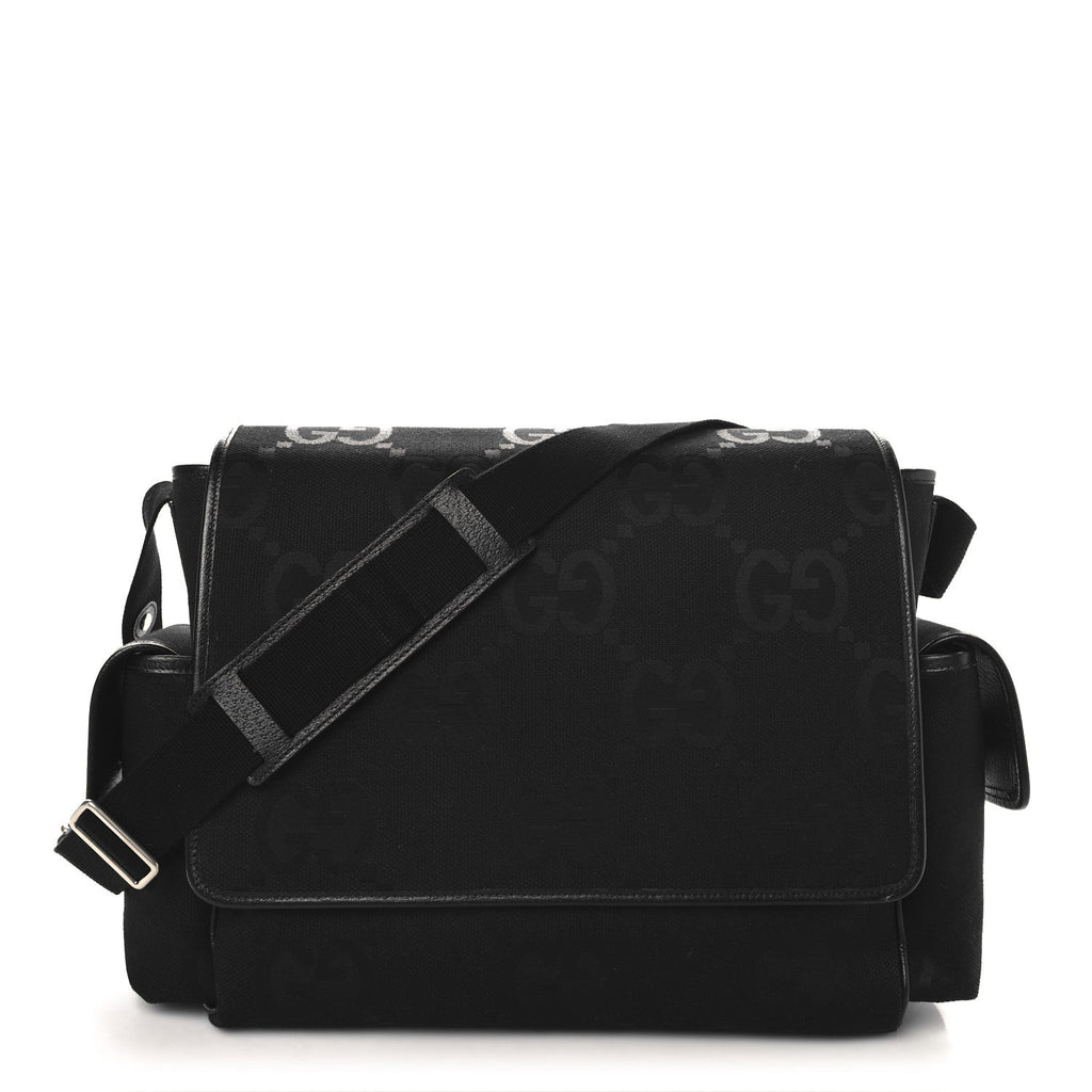Canvas Monogram Jumbo GG Messenger Diaper Bag Black