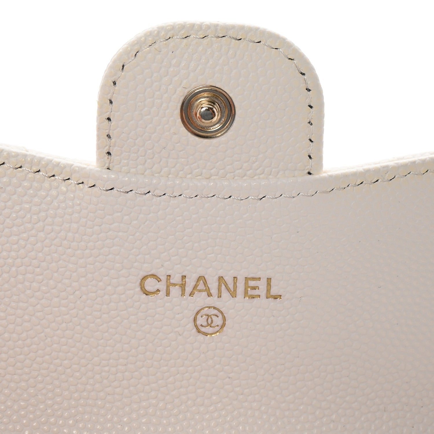 Caviar Quilted Flap  Holder On Chain White