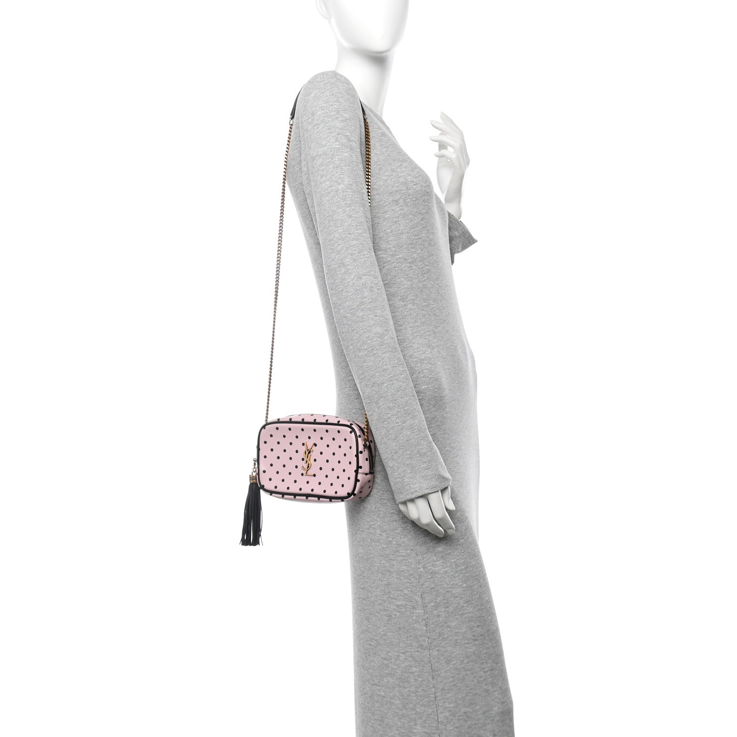 Calfskin Printed Polka Dot Mini Lou Camera Bag Pink Black