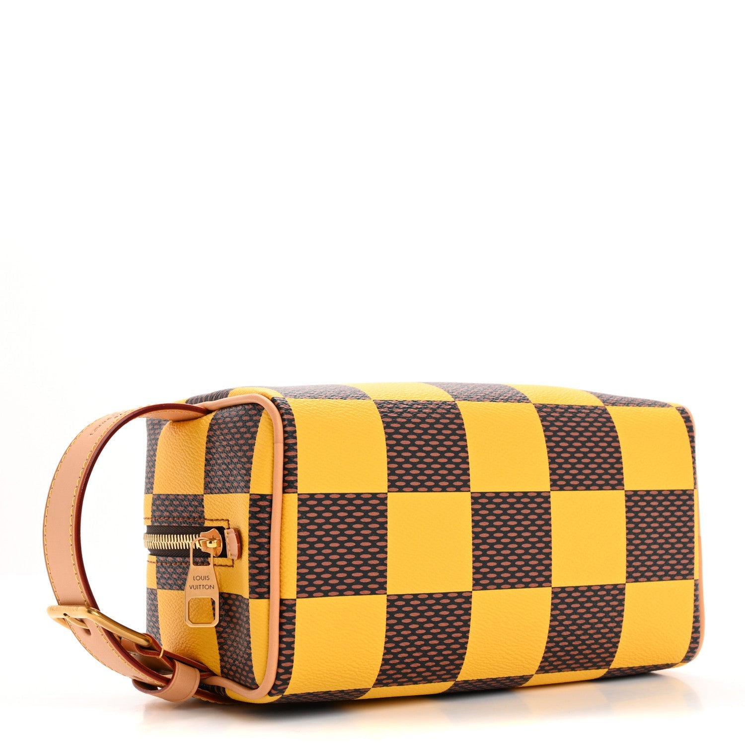 Damier Pop Dopp Kit Toilet Pouch Jaune Mat