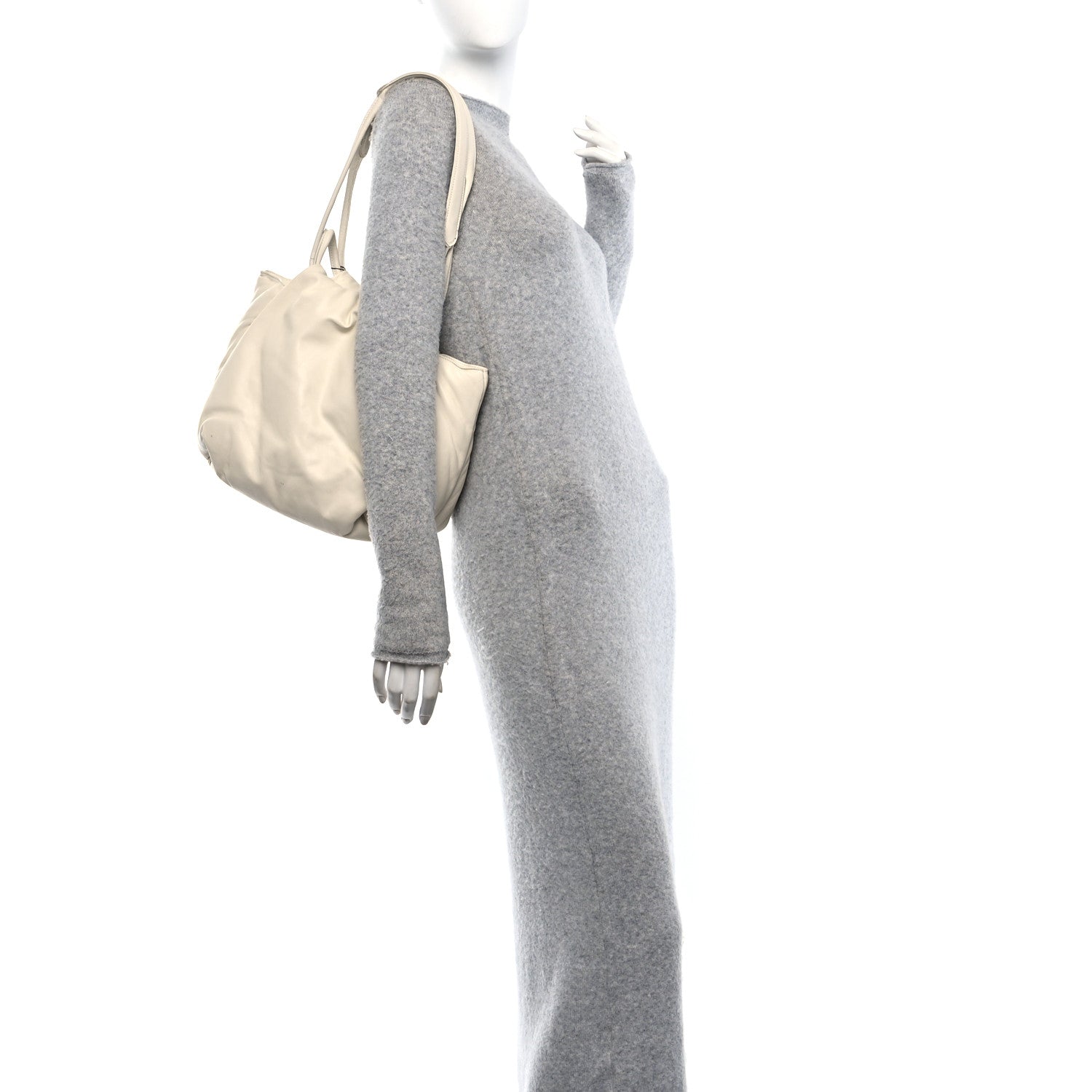 Goatskin Pillow Bucket Bag White