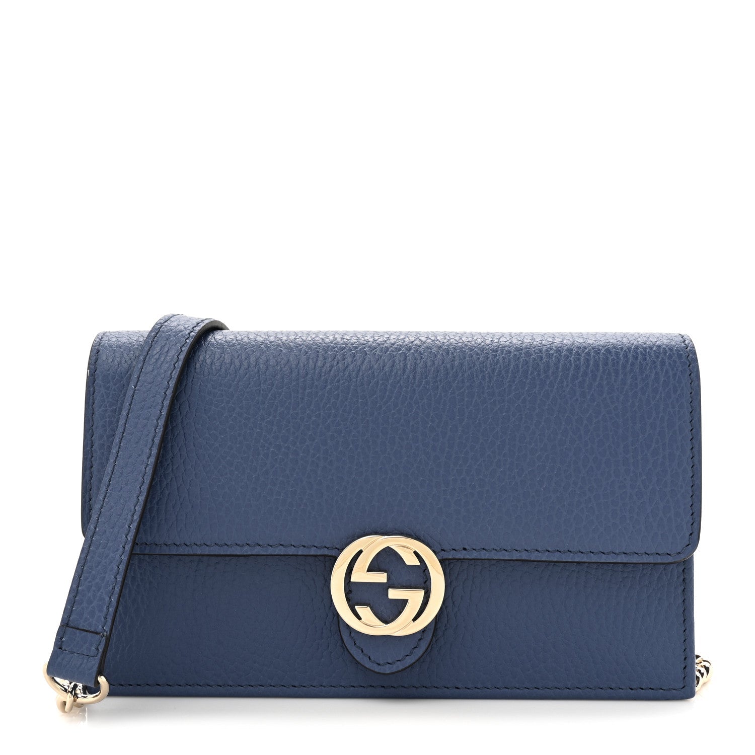 Dollar Calfskin Interlocking G Chain Wallet Caspian