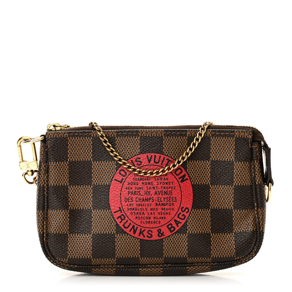 Damier Ebene Complice Trunks and Bags Mini Pochette Accessories Red