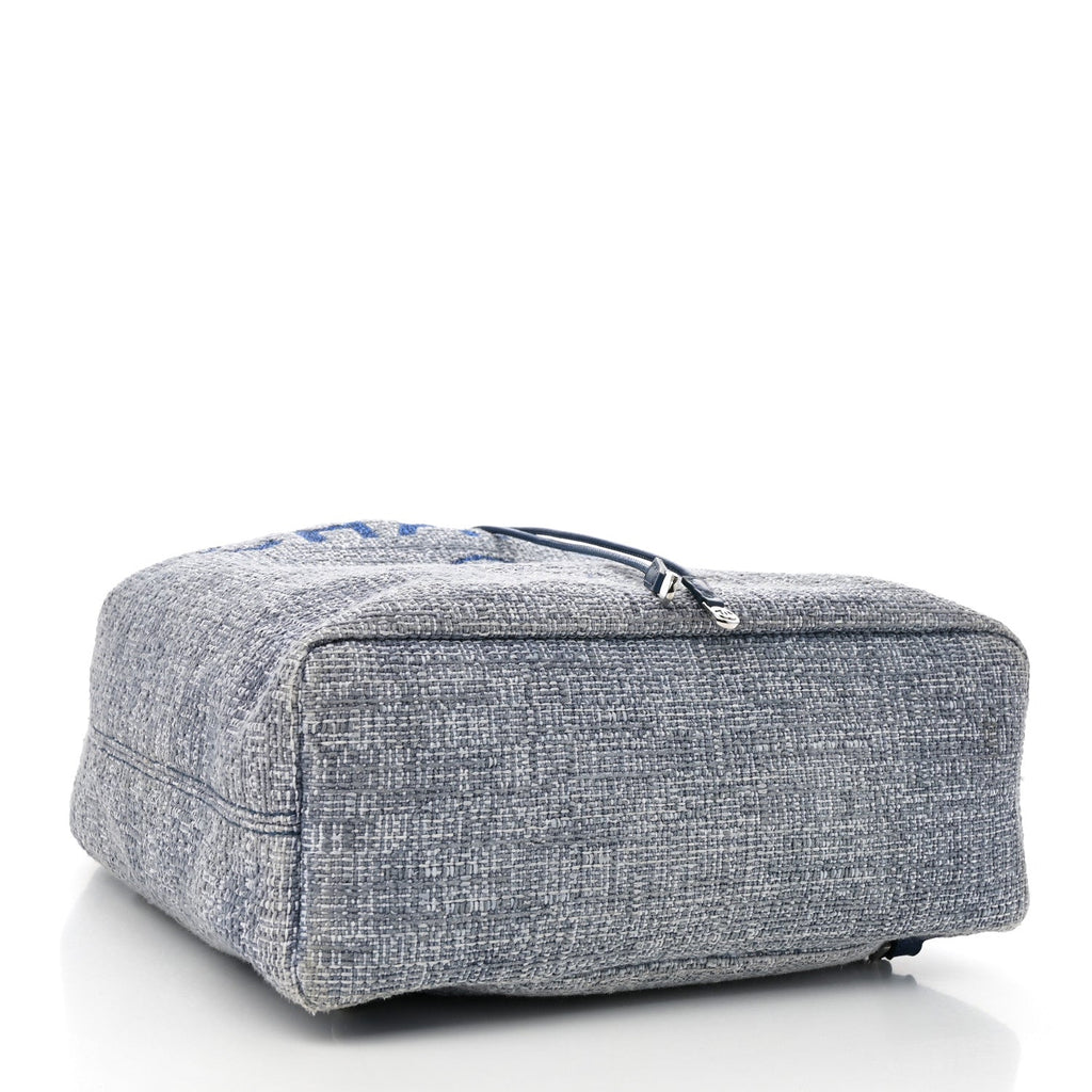 Woven Straw Raffia Large Deauville Backpack Blue