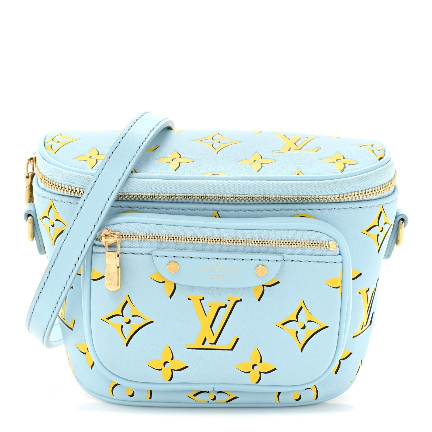 Lambskin Monogram Mini Bumbag H27 Baby Blue