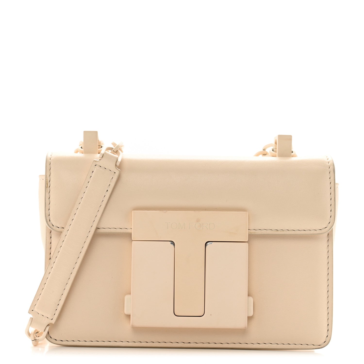 Calfskin Small T Clasp Chain Bag Vanilla