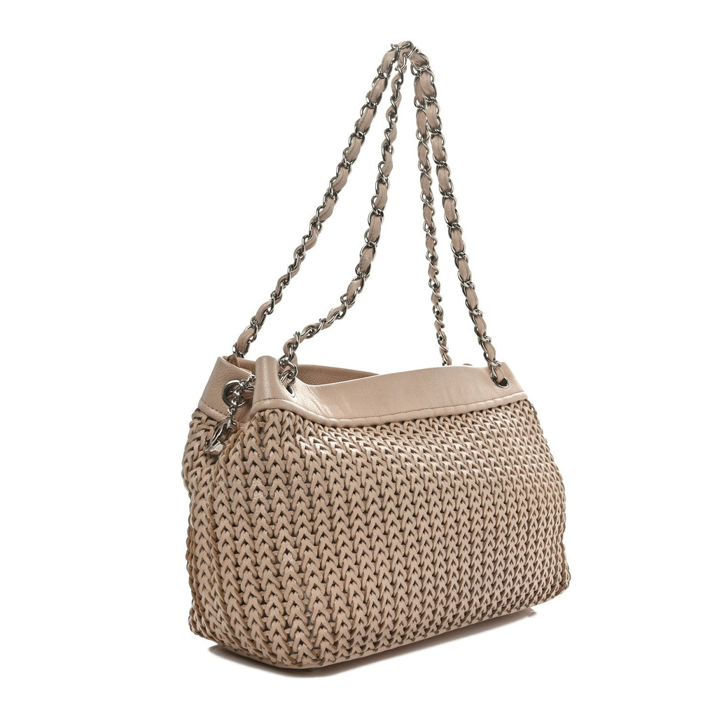 Caviar Braided Small CC Tote Beige