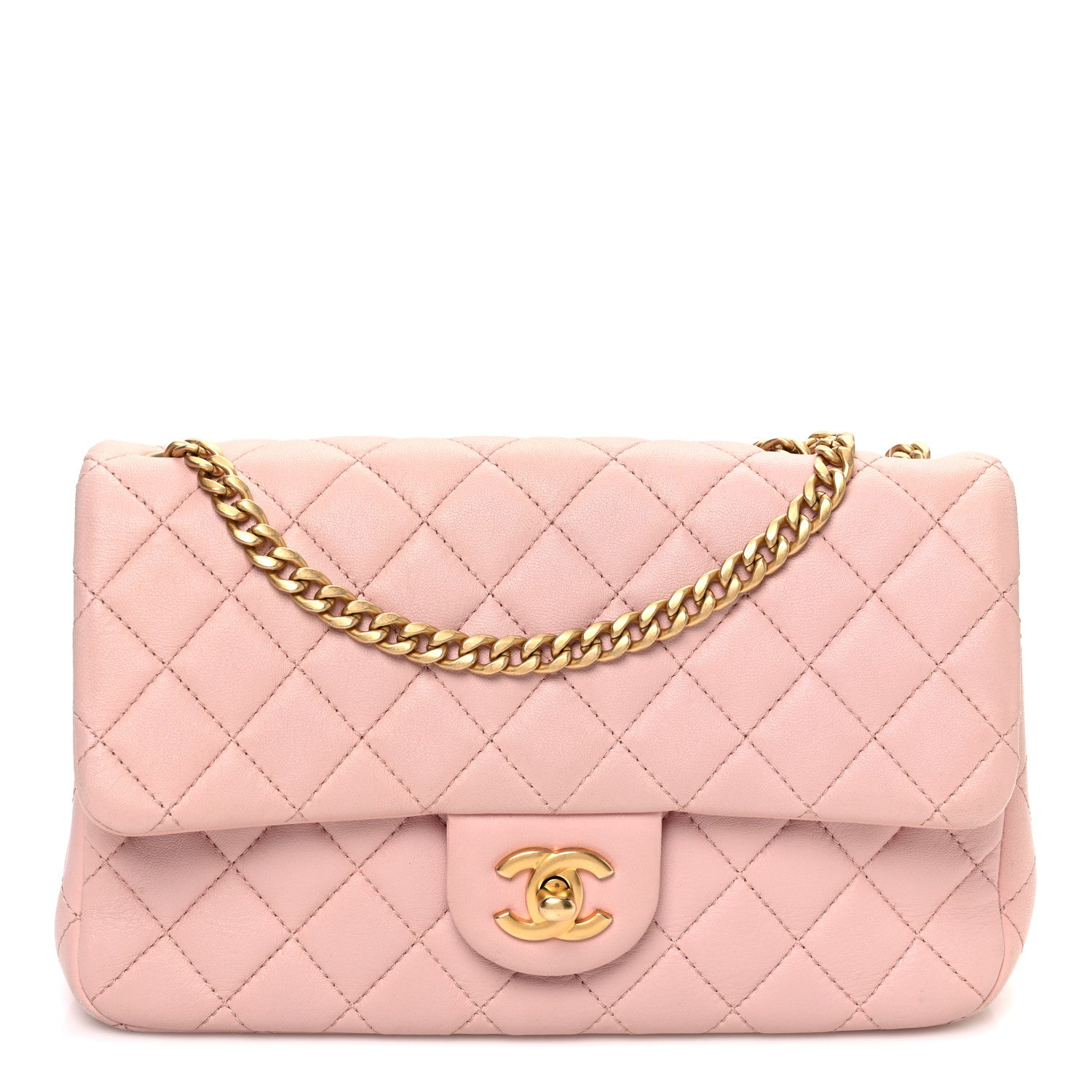 Lambskin Quilted Small Sweet Camellia Flap Light Pink