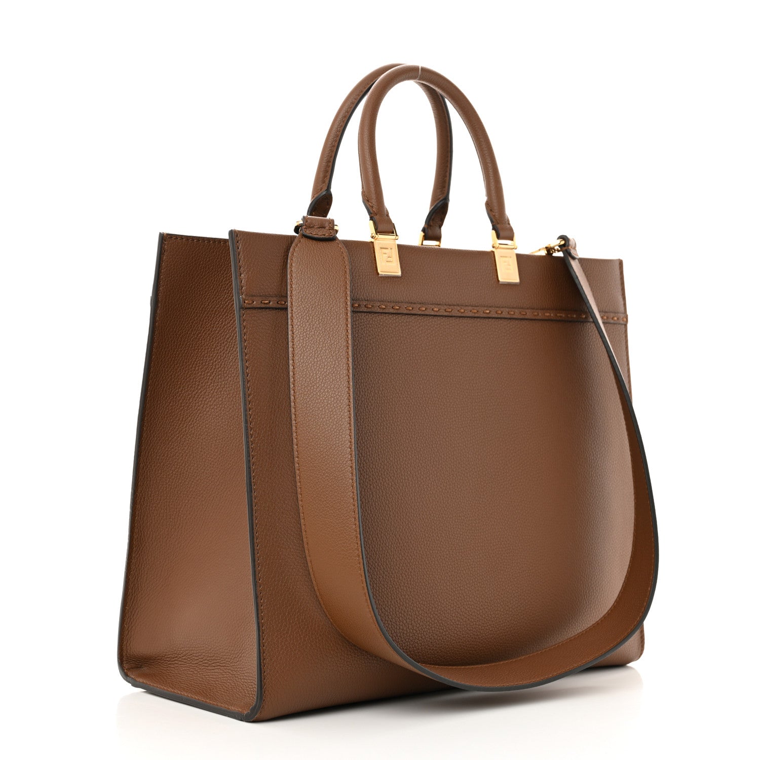 Vitello Cher Logo Debossed Medium Fendi Sunshine Shopper Tote Gianduia