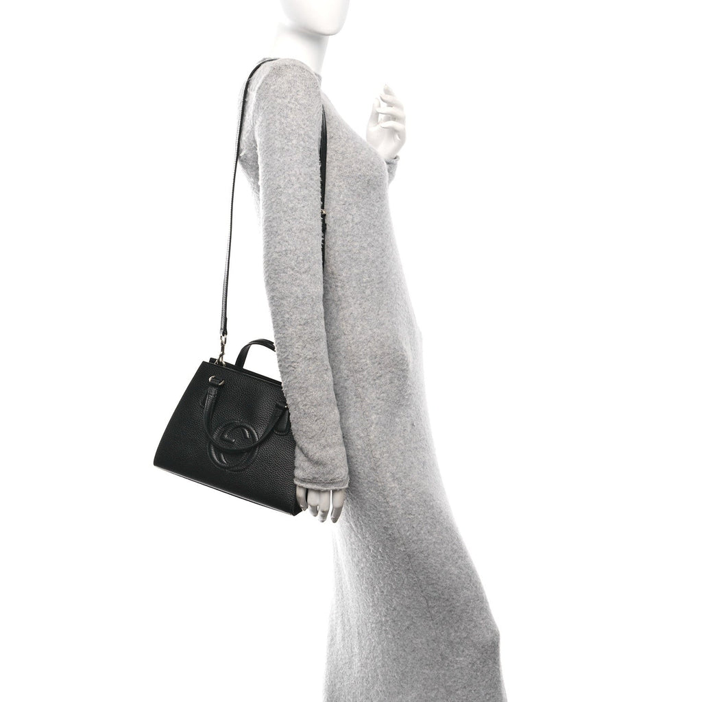 Dollar Calfskin Medium Soho Top Handle Satchel Black