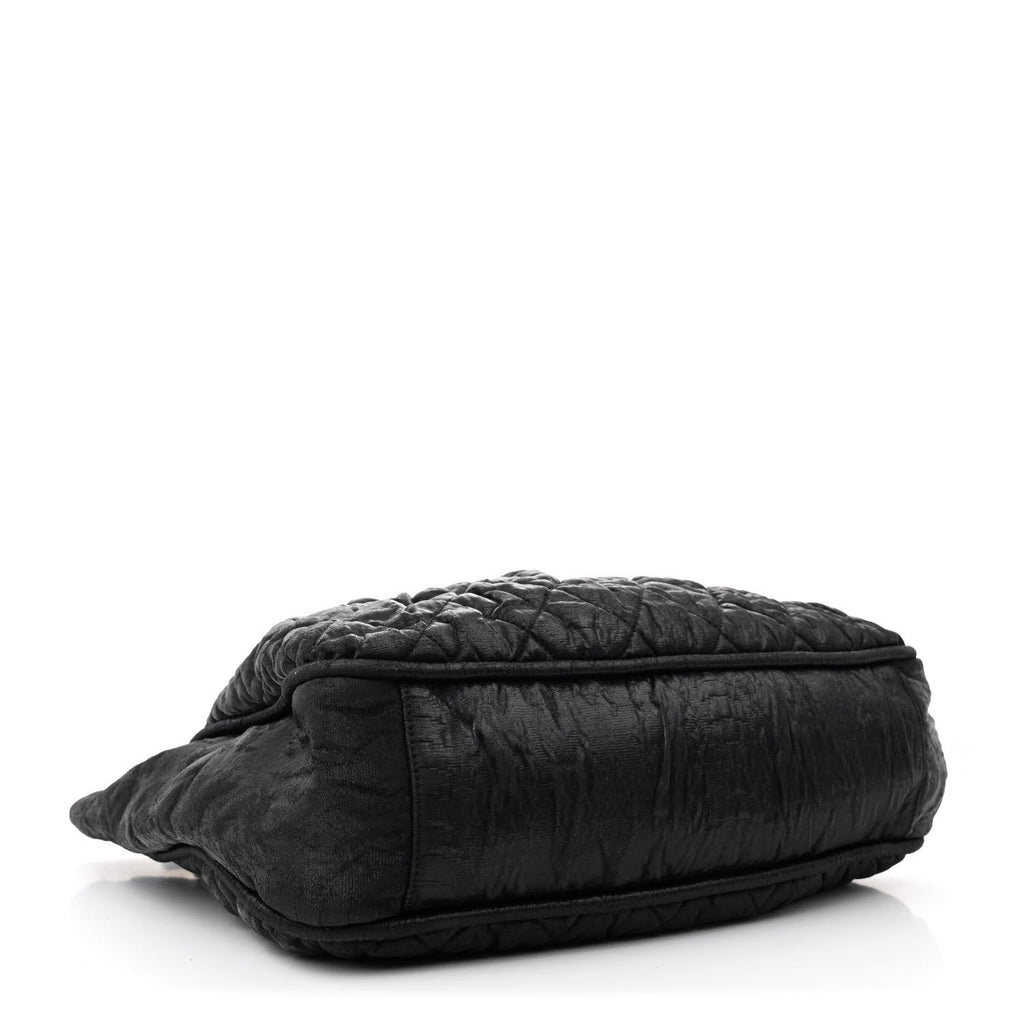 Crinkled Coated Canvas Le Marais Large Tote Black