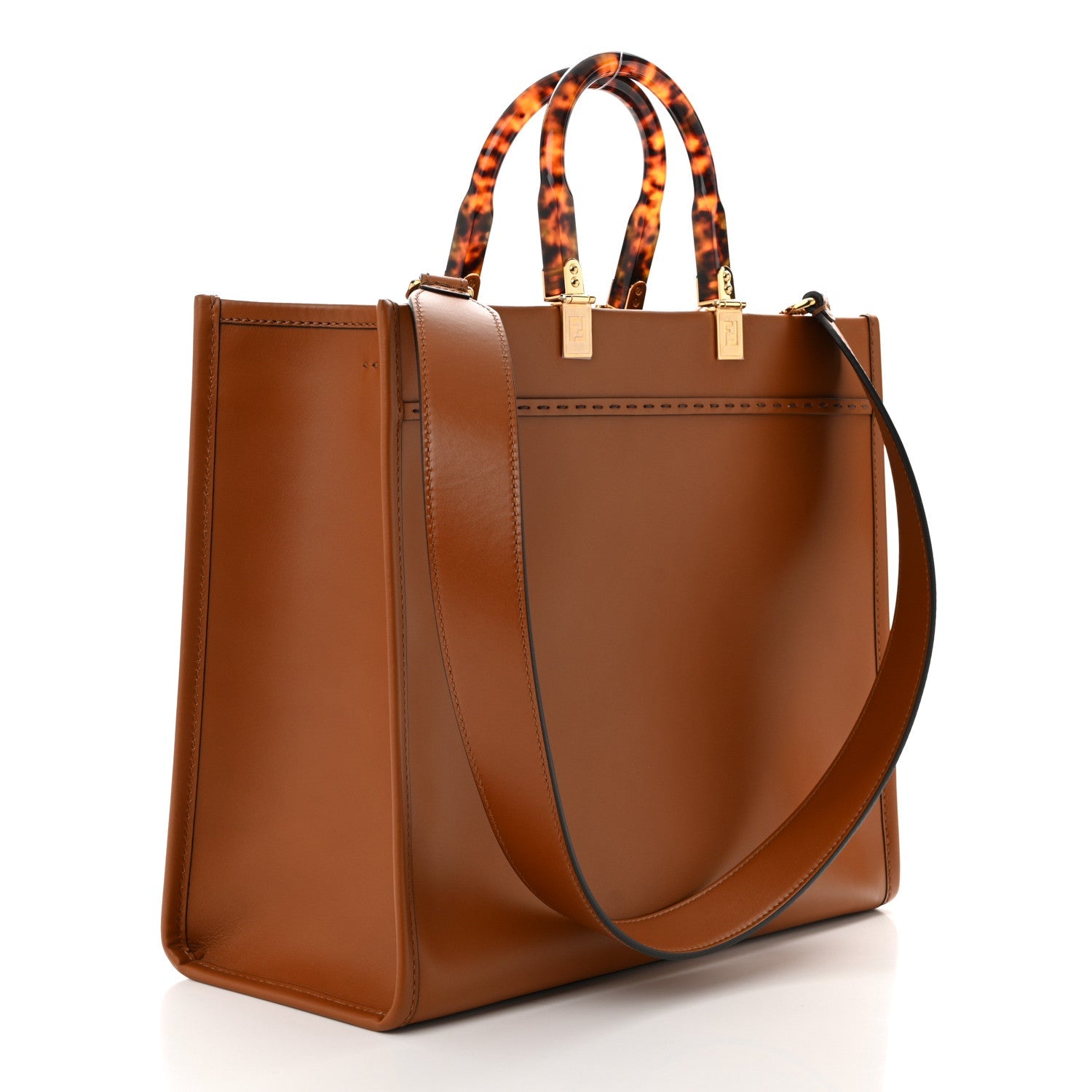 Vitello King Plexiglass Medium Fendi Sunshine Shopper Tote Cuoio